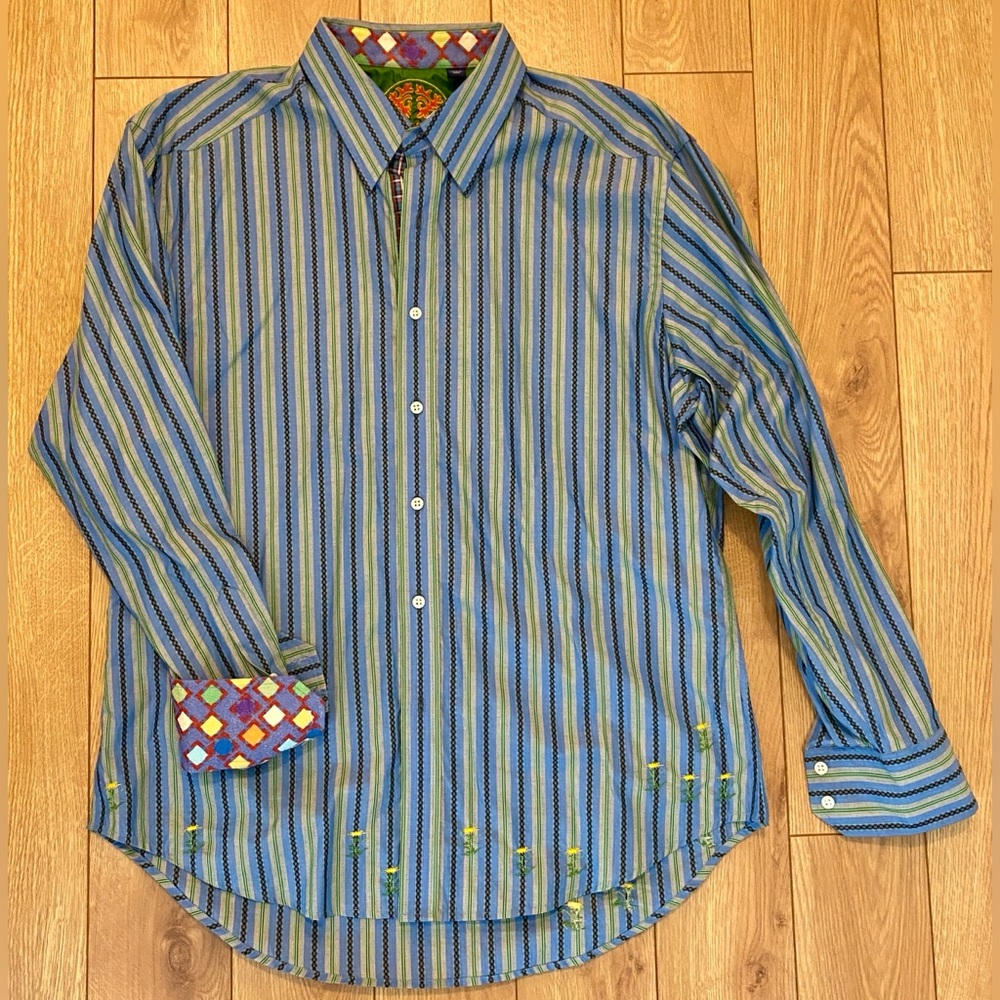 Robert Graham Flip Cuff Long Sleeve Button-Down – Knowledge Truth Wisdom – XL